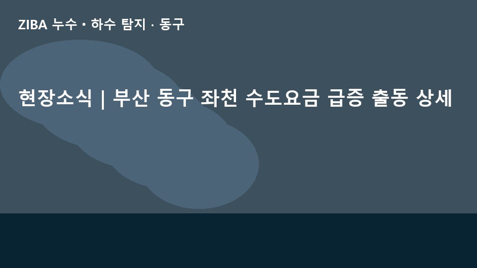 현장소식 | 부산 동구 좌천 수도요금 급증 출동 상세